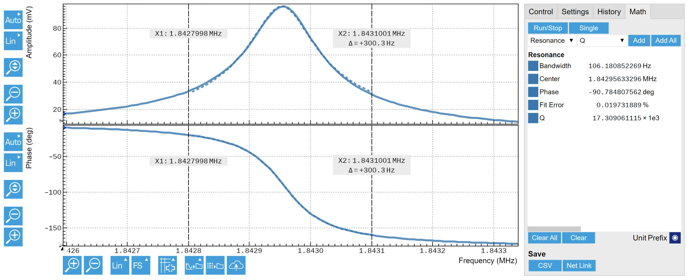 Bode plot with Sweeper tool in LabOne