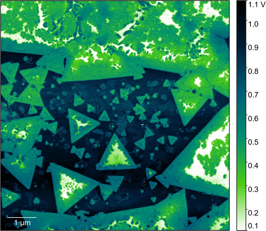 Potential landscape on MoS2 flakes captured with the HF2LI