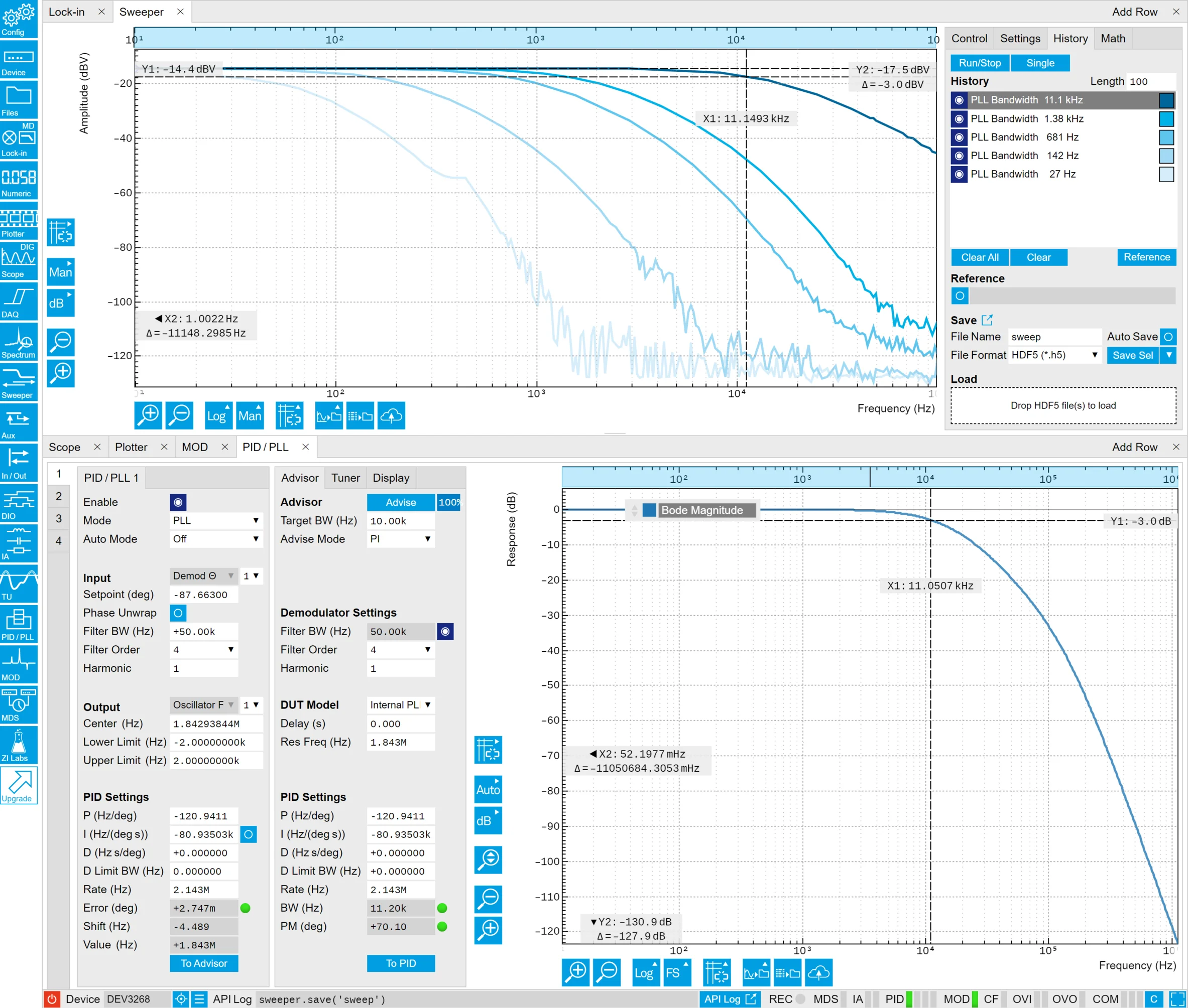 The PLL advisor in the LabOne software